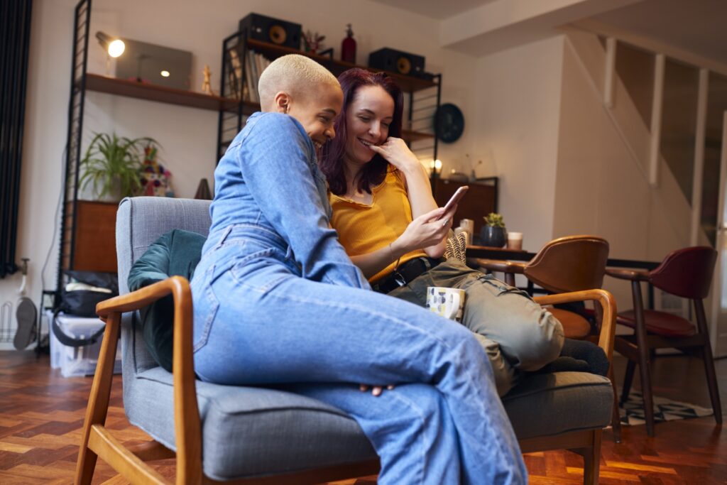 Couple enjoying time on the sofa