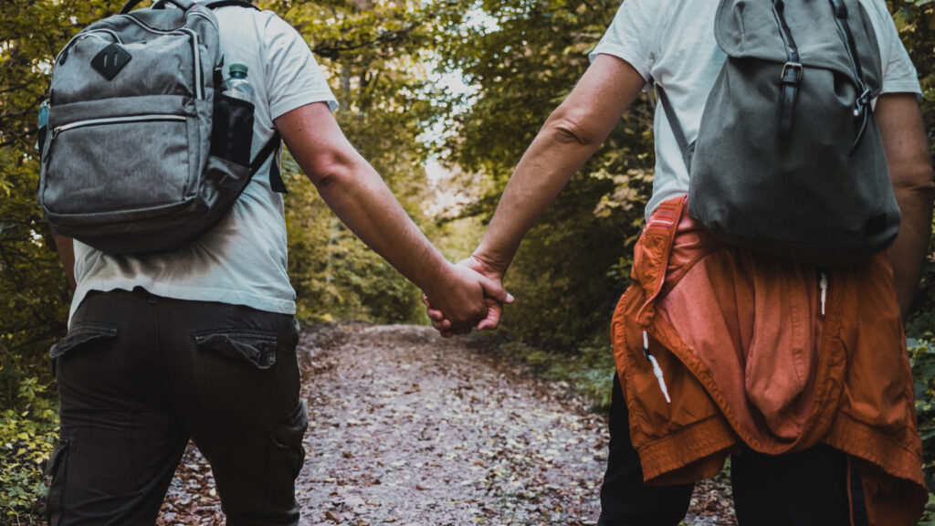 Couple enjoying time together on a walk