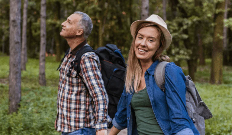 Couple enjoying time together on a walk
